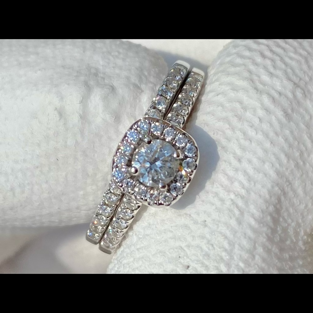 14k white gold diamond wedding ring set